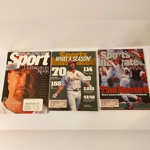Mark McGwire Sports Magazine Cover Lot Of 3 Sports Illustrated Home Run Record